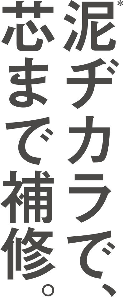 泥ヂカラで芯まで補修